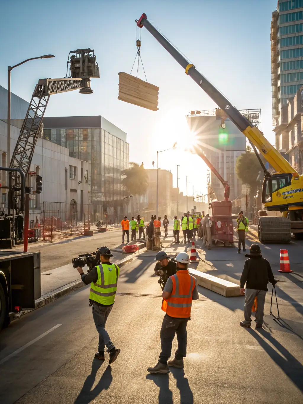 A construction site in Switzerland, with workers and equipment, representing the implementation of a real estate project.
