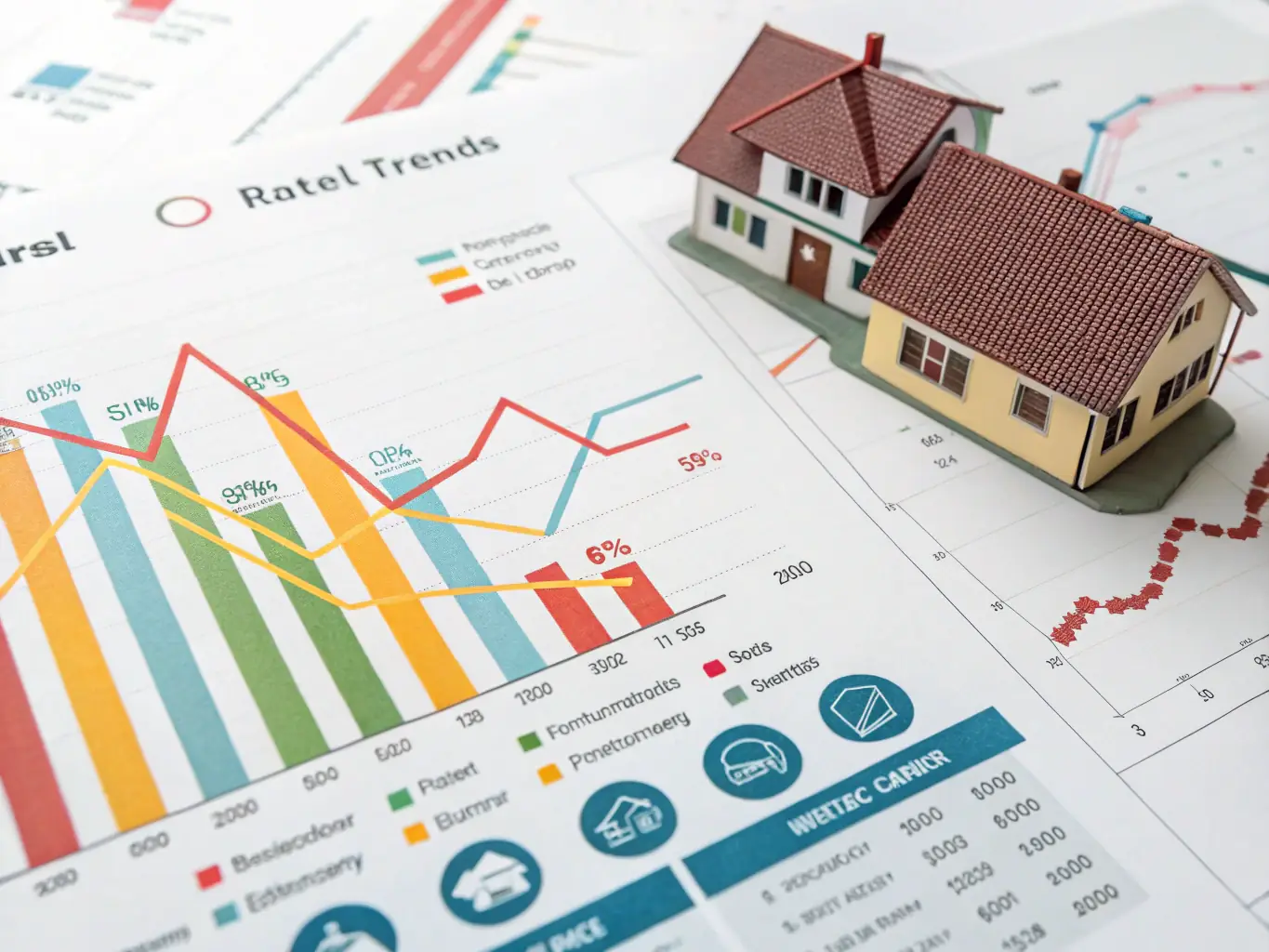 A detailed infographic showing Swiss real estate market trends and statistics, representing comprehensive market analysis and research.